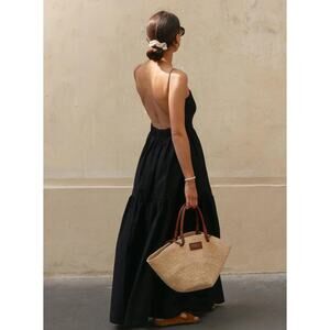Commense Solid Backless Long Dress L